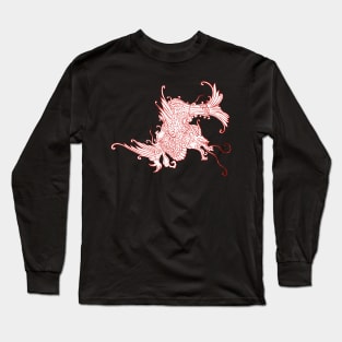 Asian Dragon in White and Red Long Sleeve T-Shirt